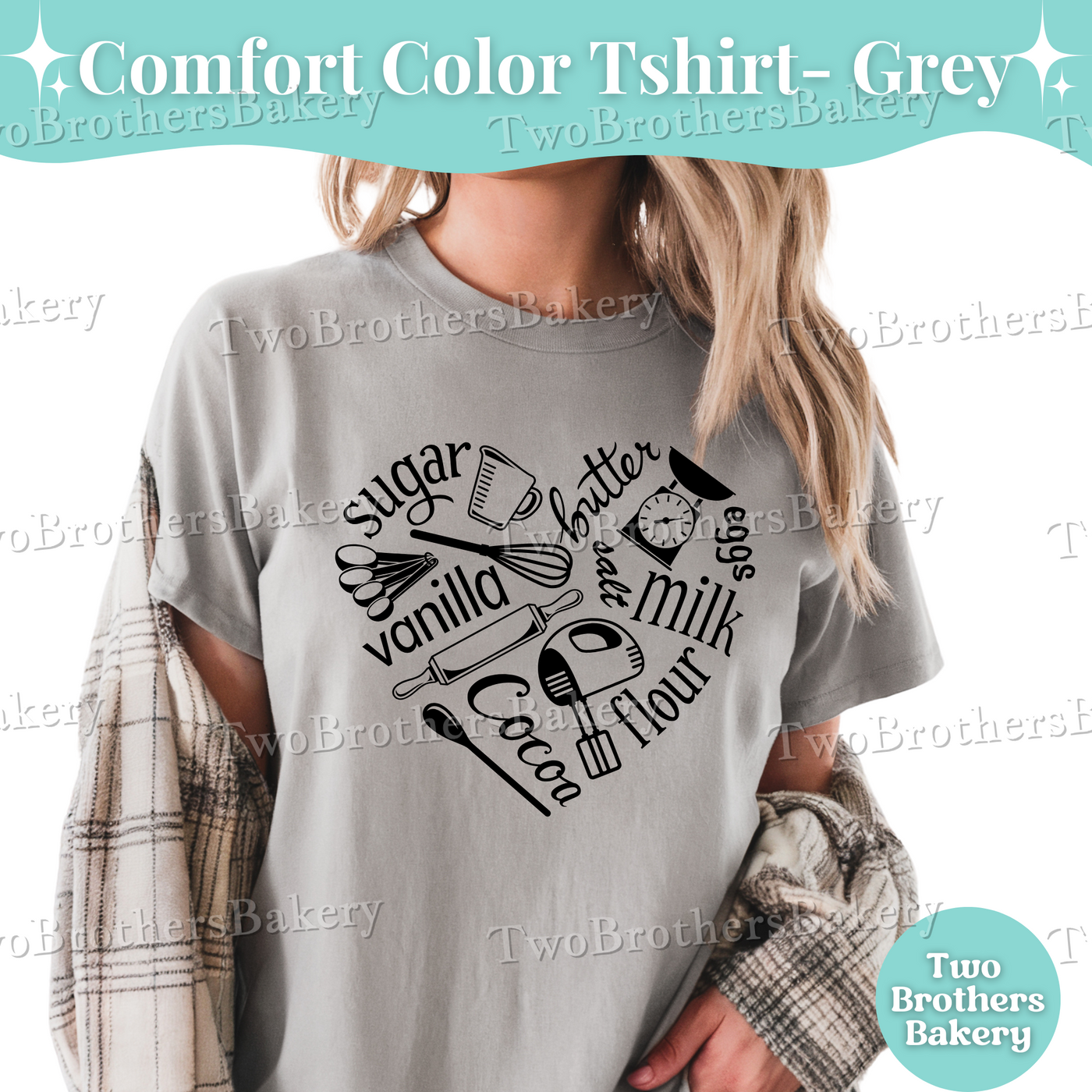 Baker Heart Shirt, Baking Ingredients Tee, Cute Gift for Bakers, Cottage Bakery Top, Kitchen Lover Tee, Baking Mom Shirt, Baking Tools Tee