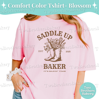 Saddle Up Baker Shirt, Western Cowgirl Baking TShirt, Southern Rodeo Baker Tee, Country Kitchen Top, Cowgirl Boots Tshirt, Summer Baking Tee