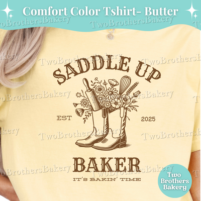 Saddle Up Baker Shirt, Western Cowgirl Baking TShirt, Southern Rodeo Baker Tee, Country Kitchen Top, Cowgirl Boots Tshirt, Summer Baking Tee