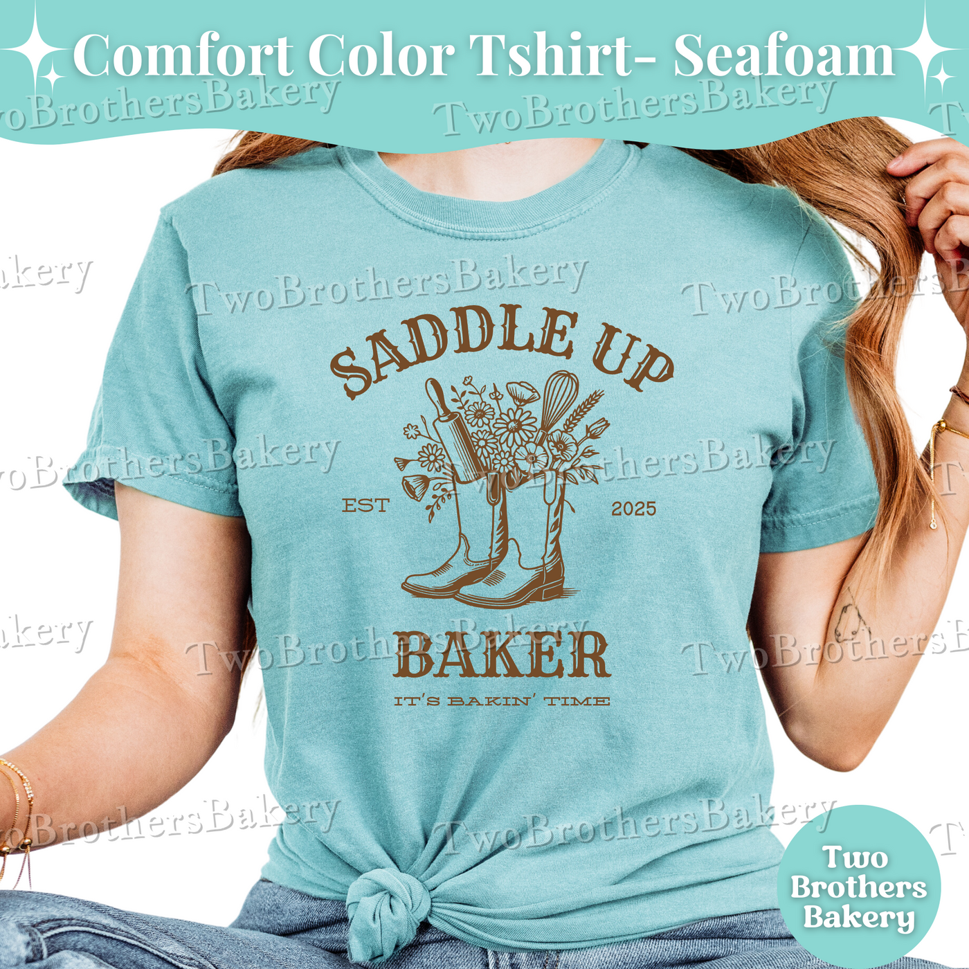 Saddle Up Baker Shirt, Western Cowgirl Baking TShirt, Southern Rodeo Baker Tee, Country Kitchen Top, Cowgirl Boots Tshirt, Summer Baking Tee