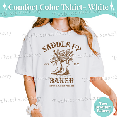 Saddle Up Baker Shirt, Western Cowgirl Baking TShirt, Southern Rodeo Baker Tee, Country Kitchen Top, Cowgirl Boots Tshirt, Summer Baking Tee