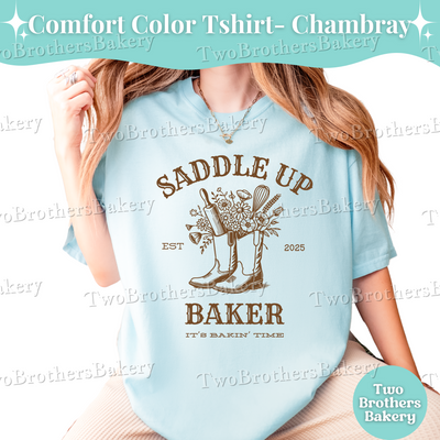 Saddle Up Baker Shirt, Western Cowgirl Baking TShirt, Southern Rodeo Baker Tee, Country Kitchen Top, Cowgirl Boots Tshirt, Summer Baking Tee