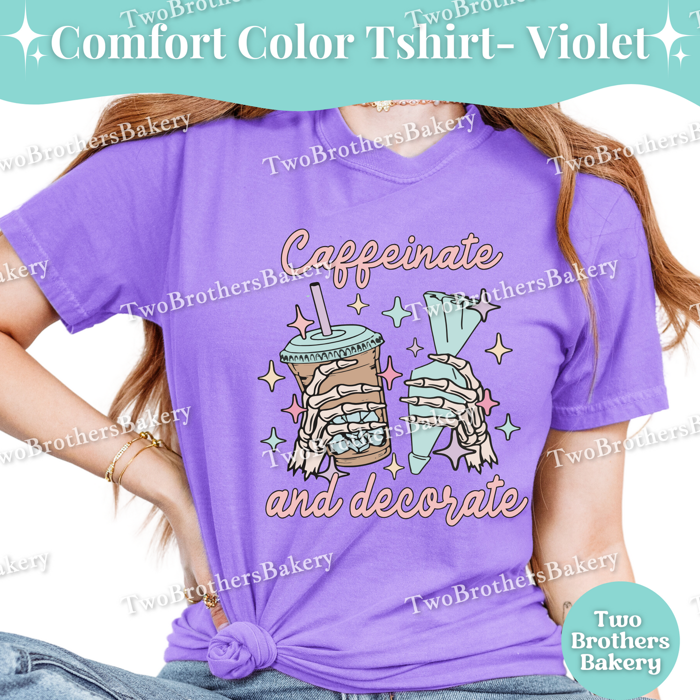 Caffeinate and Decorate Shirt, Baking T-Shirt, Skeleton Baker Tee, Iced Coffee Lover, Cookie Decorator, Fall Baking Shirt, Halloween Baker