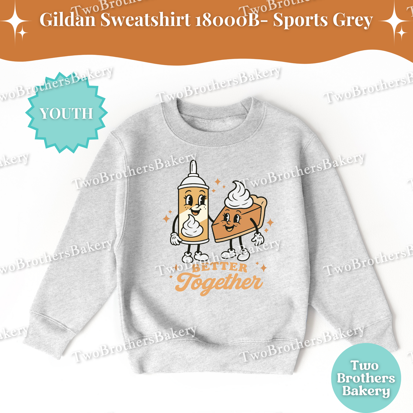 Better Together Youth Baking Sweatshirt, Kids Pie Fall Shirt, Thanksgiving Baking Crewneck, Halloween Pie Lover Gift, Whipped Cream & Pie