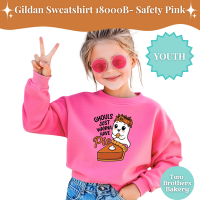Ghouls Just Wanna Have Pie, Youth Halloween Sweatshirt, Cute Fall Baking Ghost Pullover, Kids Pumpkin Pie Shirt, Pie Lover Sweatshirt