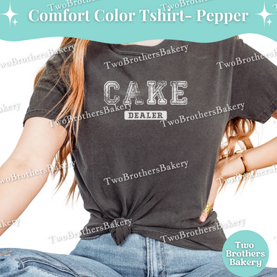 Cake Dealer Tee, Distressed Varsity Baking Tee, Matching Family Baking Tees, Cake Lover Gift, Mommy and Me Cake Tees, Cake Bakery, Cake Tee