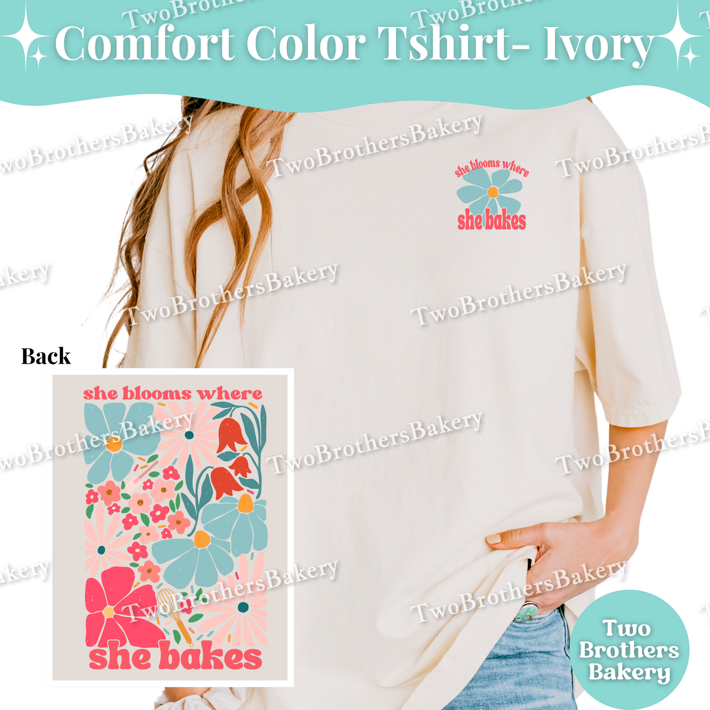 She Blooms Where She Bakes, Spring Summer Baking T-Shirt, Retro Floral Baker Tee, Comfort Colors Baking Shirt, Mom Baker, Motivational Baker