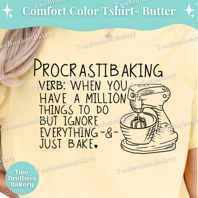 Procrastibaking T-Shirt, Funny Baker Shirt, Baking Tee, Gift for Procrastinators, Cottage Bakery Tee, Baking Lover Gift, Baking Humor Tshirt
