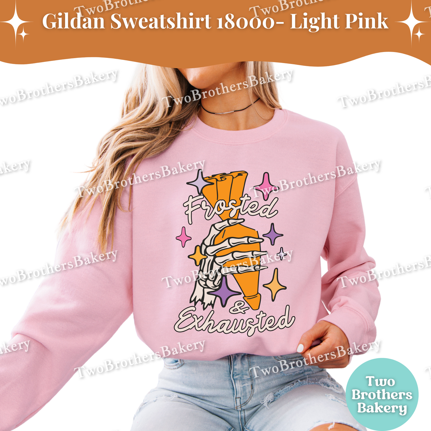 Frosted and Exhausted Halloween Baking Sweatshirt, Baking Skeleton, Fall Baking Pullover, Skeleton Hand, Halloween Baker, Spooky Baker