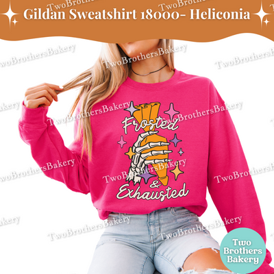 Frosted and Exhausted Halloween Baking Sweatshirt, Baking Skeleton, Fall Baking Pullover, Skeleton Hand, Halloween Baker, Spooky Baker