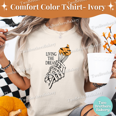 Living The Dream Tee, Skeleton Hand, Halloween Baking Shirt, Fall Baking, Spooky Baker Tshirt, Halloween Baker Gift, Halloween Sprinkles