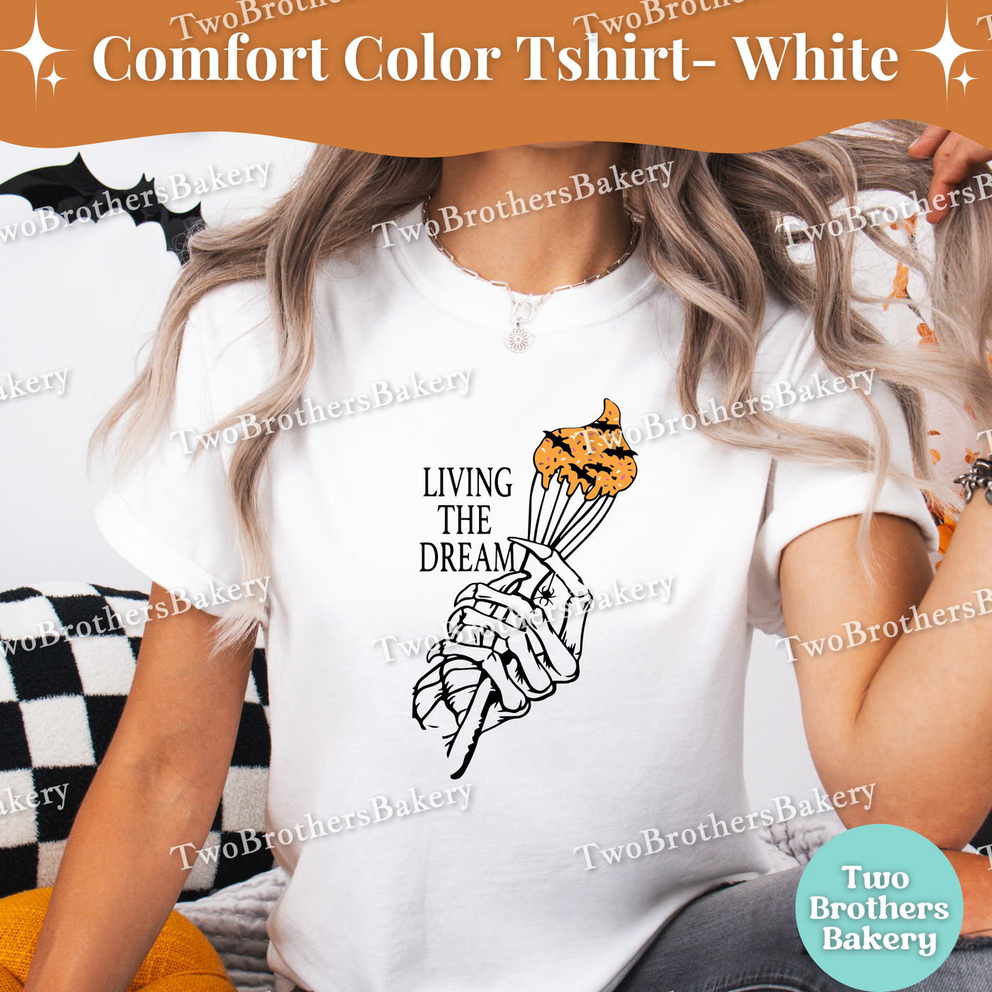 Living The Dream Tee, Skeleton Hand, Halloween Baking Shirt, Fall Baking, Spooky Baker Tshirt, Halloween Baker Gift, Halloween Sprinkles