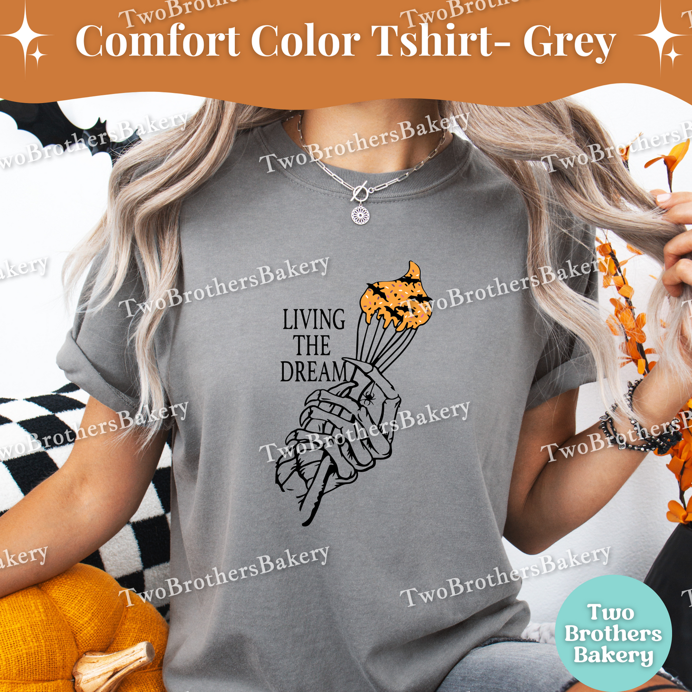 Living The Dream Tee, Skeleton Hand, Halloween Baking Shirt, Fall Baking, Spooky Baker Tshirt, Halloween Baker Gift, Halloween Sprinkles