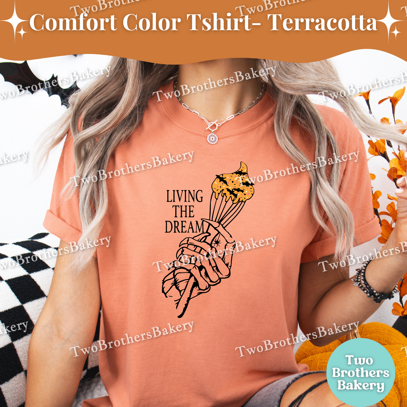 Living The Dream Tee, Skeleton Hand, Halloween Baking Shirt, Fall Baking, Spooky Baker Tshirt, Halloween Baker Gift, Halloween Sprinkles