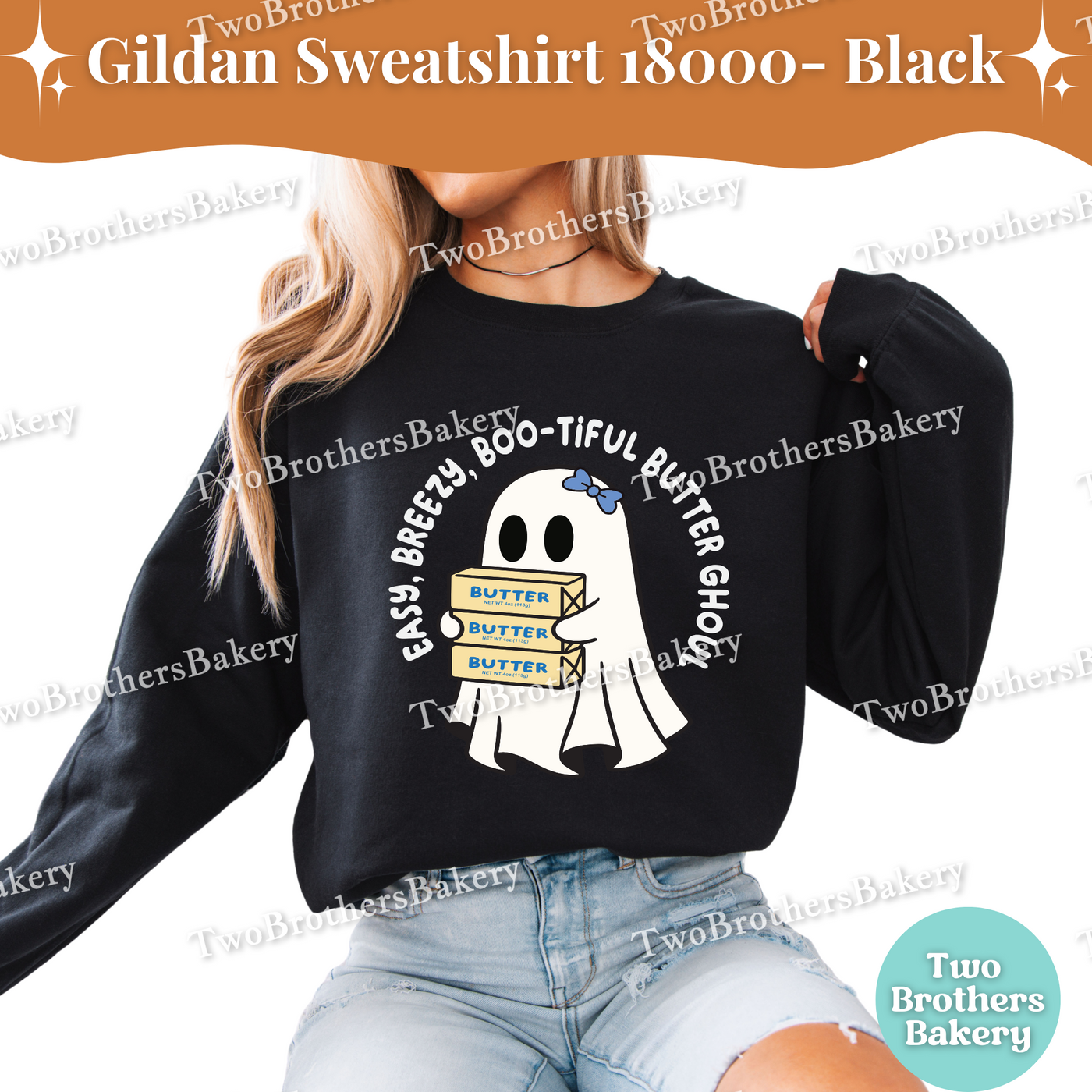 Easy Breezy Boo-tiful Butter Ghoul, Cute Halloween Baking Crewneck, Cottage Bakers, Fall Baking Top, Butter Sweatshirt, Halloween Baking Top