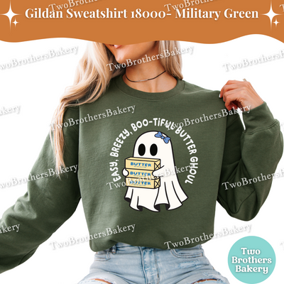Easy Breezy Boo-tiful Butter Ghoul, Cute Halloween Baking Crewneck, Cottage Bakers, Fall Baking Top, Butter Sweatshirt, Halloween Baking Top