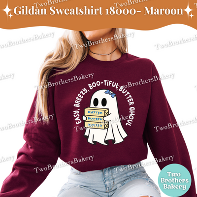 Easy Breezy Boo-tiful Butter Ghoul, Cute Halloween Baking Crewneck, Cottage Bakers, Fall Baking Top, Butter Sweatshirt, Halloween Baking Top