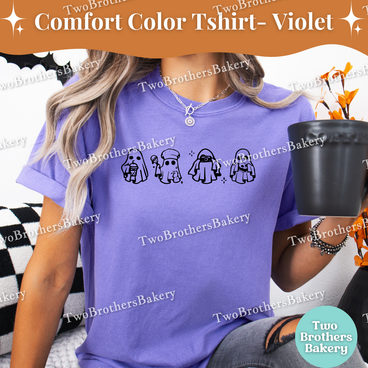 Halloween Ghost Shirt, Photography Videography Tee, Macaron Ghosts, Caffeine Fuel Tee, Spooky Baker, Content Creator Shirt, Autumn Ghost Tee