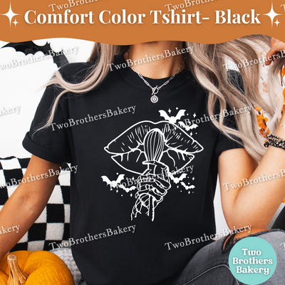 Halloween Baking Shirt, Goth Baker Tee, Skeleton Hand Whisk Shirt, Spooky Baking Shirt, Witch Kitchen Fall Tee, Kiss of Death tshirt