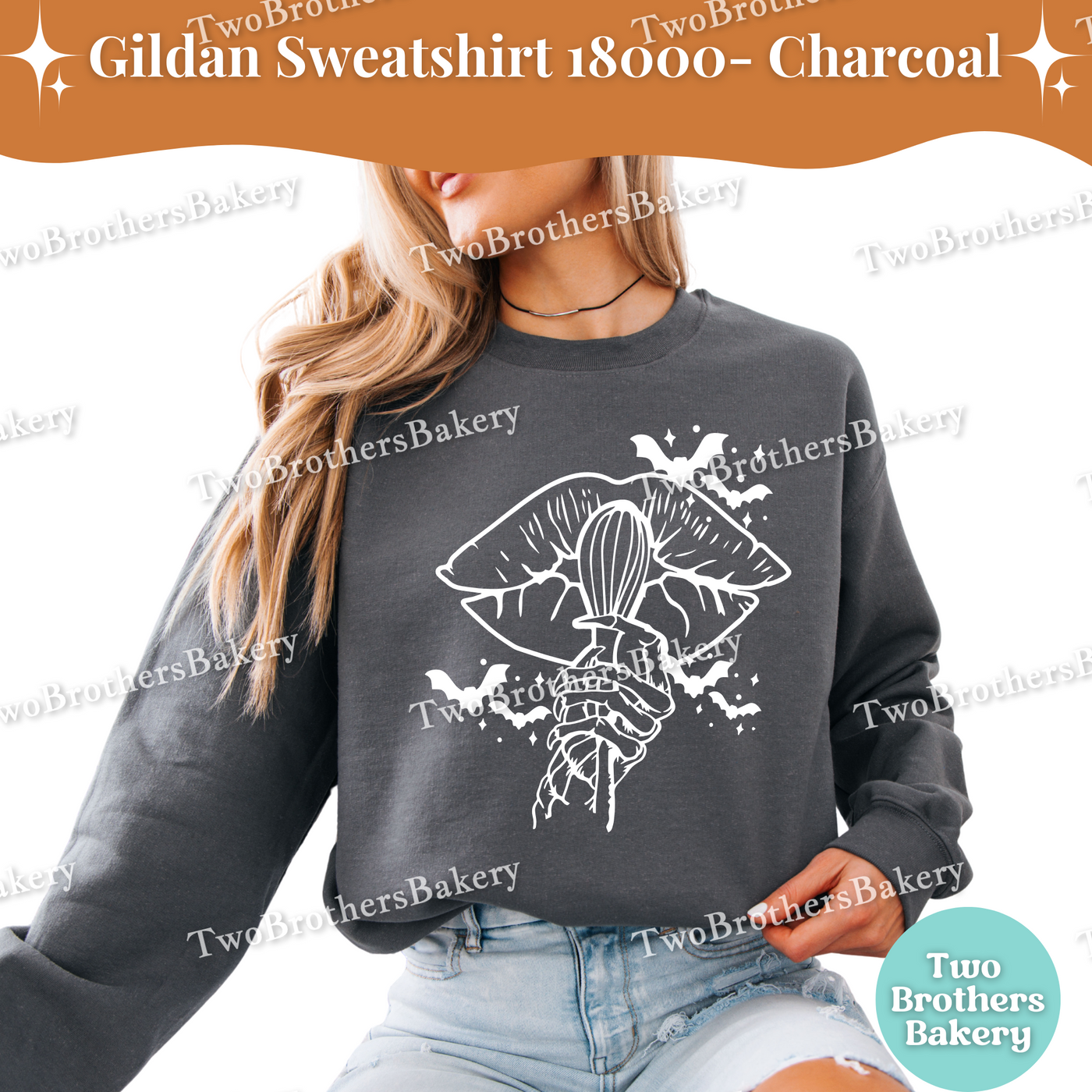 Halloween Baking Sweatshirt, Spooky Lips & Whisk Design, Skeleton Hand, Goth Baker Fall Crewneck, Funny Ghost Kitchen Pullover, Spooky Baker