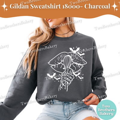 Halloween Baking Sweatshirt, Spooky Lips & Whisk Design, Skeleton Hand, Goth Baker Fall Crewneck, Funny Ghost Kitchen Pullover, Spooky Baker