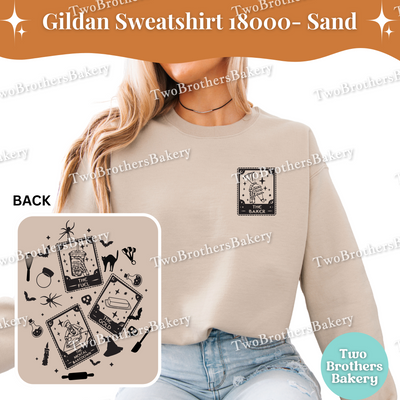 Tarot Card Sweatshirt, Baker Tarot Cards, Witchy Baker, Spooky Baker, Halloween Baking Sweatshirt, Black Cat Bats Spells Potions Top