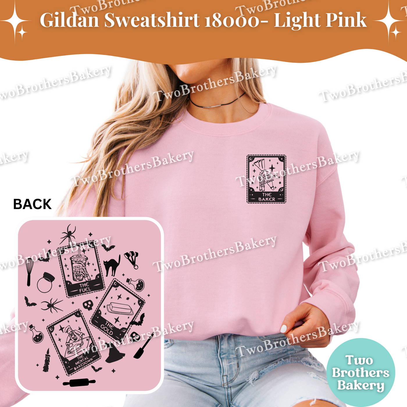 Tarot Card Sweatshirt, Baker Tarot Cards, Witchy Baker, Spooky Baker, Halloween Baking Sweatshirt, Black Cat Bats Spells Potions Top