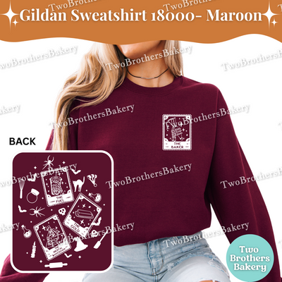 Tarot Card Sweatshirt, Baker Tarot Cards, Witchy Baker, Spooky Baker, Halloween Baking Sweatshirt, Black Cat Bats Spells Potions Top