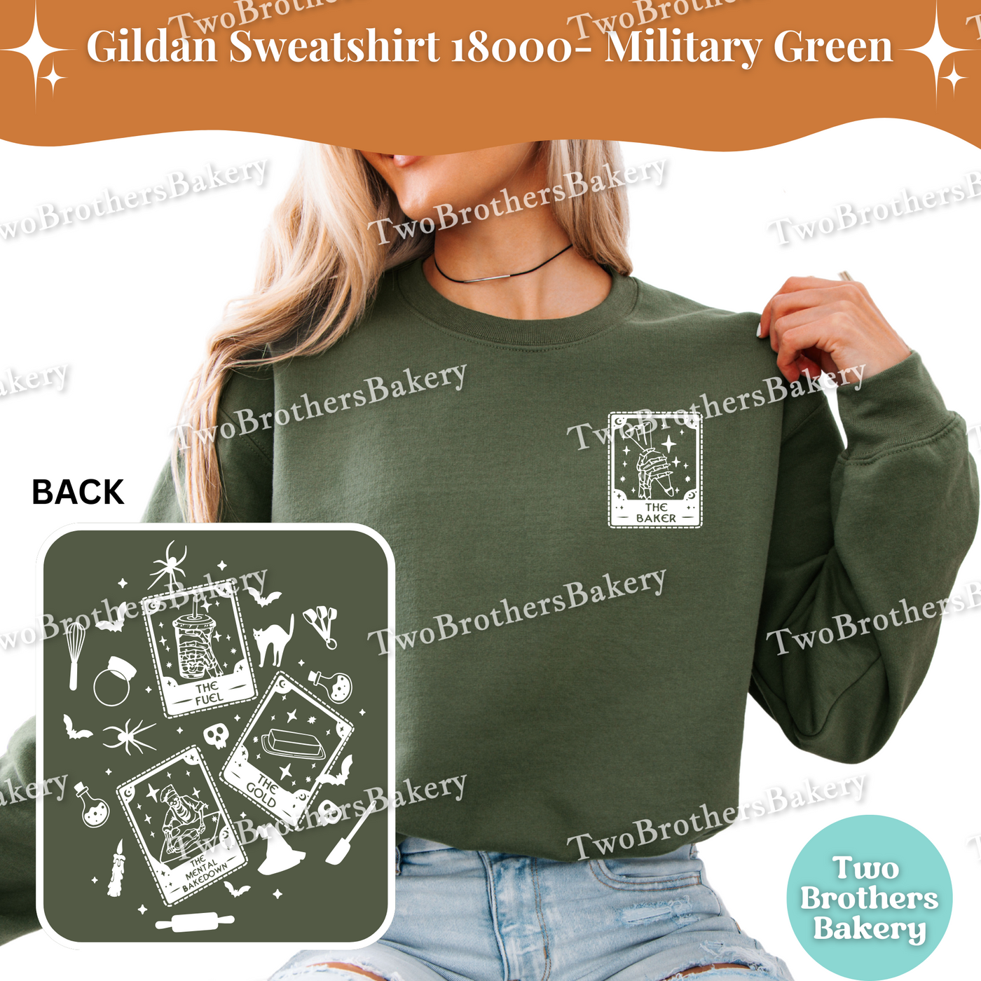 Tarot Card Sweatshirt, Baker Tarot Cards, Witchy Baker, Spooky Baker, Halloween Baking Sweatshirt, Black Cat Bats Spells Potions Top