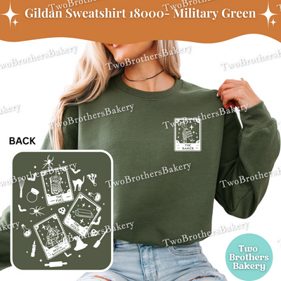 Tarot Card Sweatshirt, Baker Tarot Cards, Witchy Baker, Spooky Baker, Halloween Baking Sweatshirt, Black Cat Bats Spells Potions Top