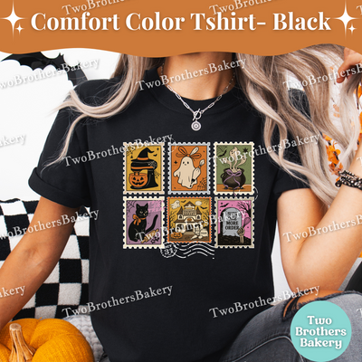 Baking Stamp Shirt, Retro Postage Stamp, Ghost Witch Bakery, Spooky Baker Graphic Top, Halloween Baking Tee, Spooky Baker, Haunted Bakery