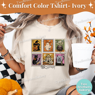 Baking Stamp Shirt, Retro Postage Stamp, Ghost Witch Bakery, Spooky Baker Graphic Top, Halloween Baking Tee, Spooky Baker, Haunted Bakery