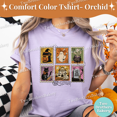 Baking Stamp Shirt, Retro Postage Stamp, Ghost Witch Bakery, Spooky Baker Graphic Top, Halloween Baking Tee, Spooky Baker, Haunted Bakery