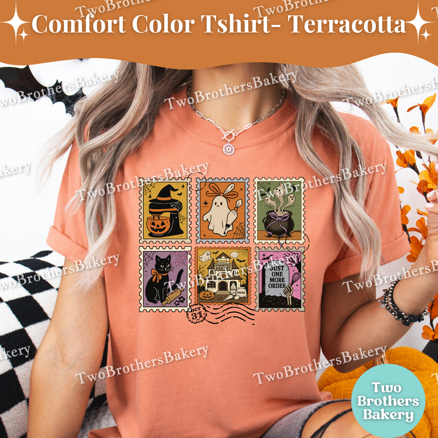 Baking Stamp Shirt, Retro Postage Stamp, Ghost Witch Bakery, Spooky Baker Graphic Top, Halloween Baking Tee, Spooky Baker, Haunted Bakery