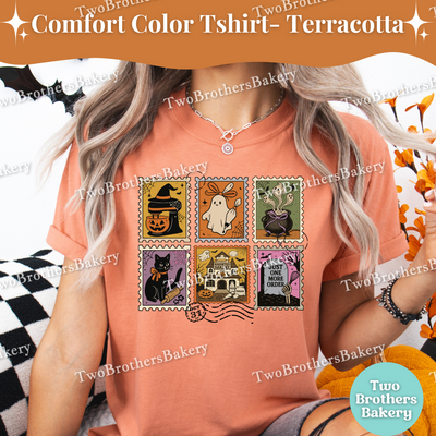 Baking Stamp Shirt, Retro Postage Stamp, Ghost Witch Bakery, Spooky Baker Graphic Top, Halloween Baking Tee, Spooky Baker, Haunted Bakery