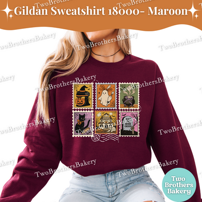 Halloween Baking Sweatshirt, Cottage Baker, Halloween Postage Stamp Design, Spooky Cute Fall Sweater, Spooky Baker Sweatshirt, Baking Stamps