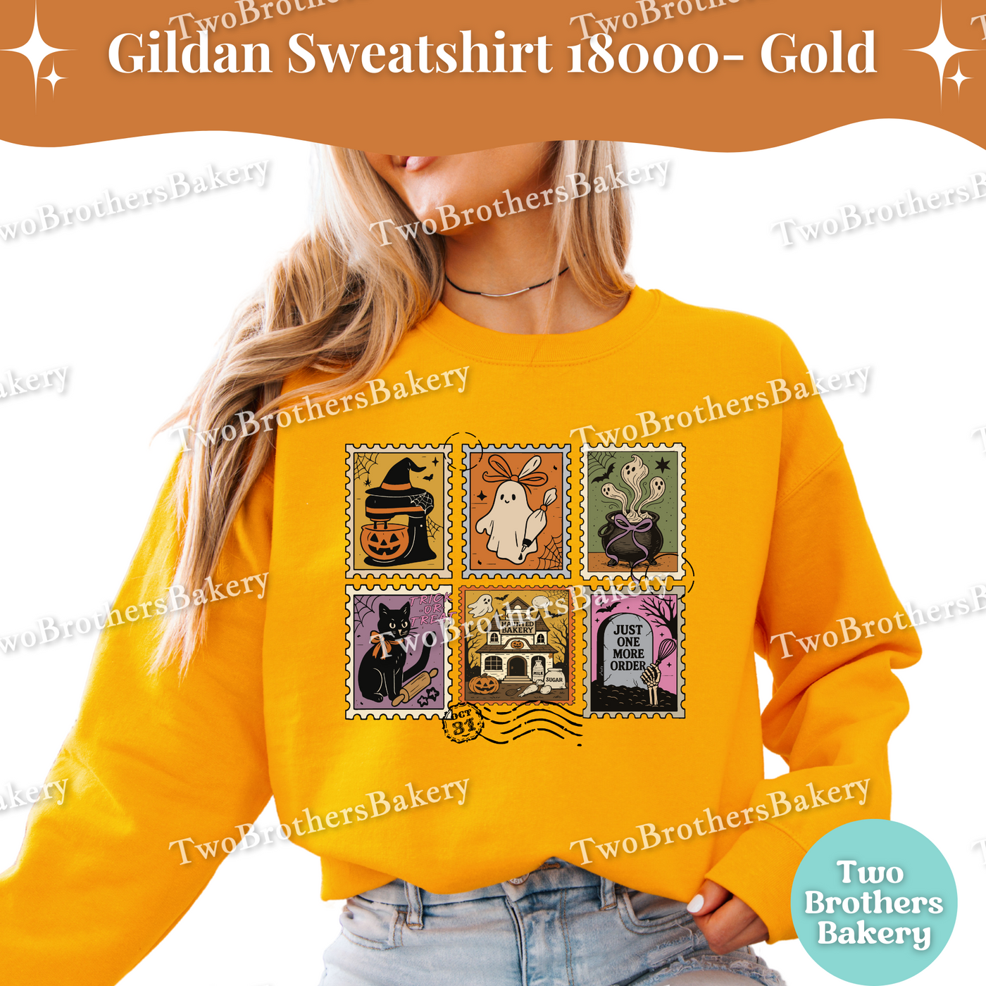 Halloween Baking Sweatshirt, Cottage Baker, Halloween Postage Stamp Design, Spooky Cute Fall Sweater, Spooky Baker Sweatshirt, Baking Stamps