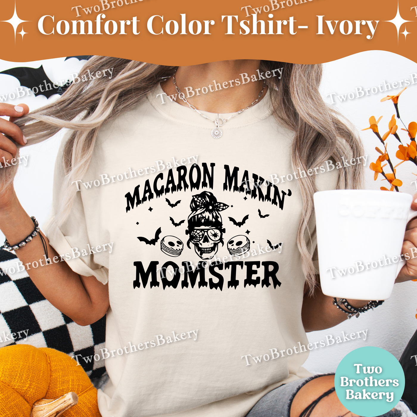 Momster Tshirt, Halloween Baking Tee, Spooky Baker, Halloween Mom Shirt, Mommy and Me Costume, Family Halloween Tees, Halloween Macarons