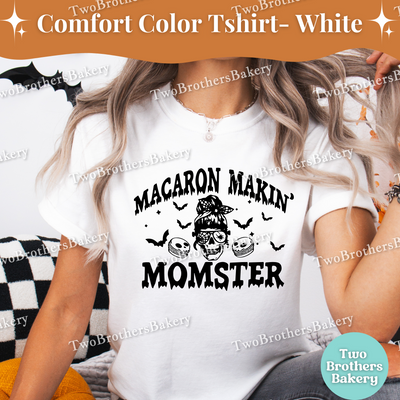 Momster Tshirt, Halloween Baking Tee, Spooky Baker, Halloween Mom Shirt, Mommy and Me Costume, Family Halloween Tees, Halloween Macarons