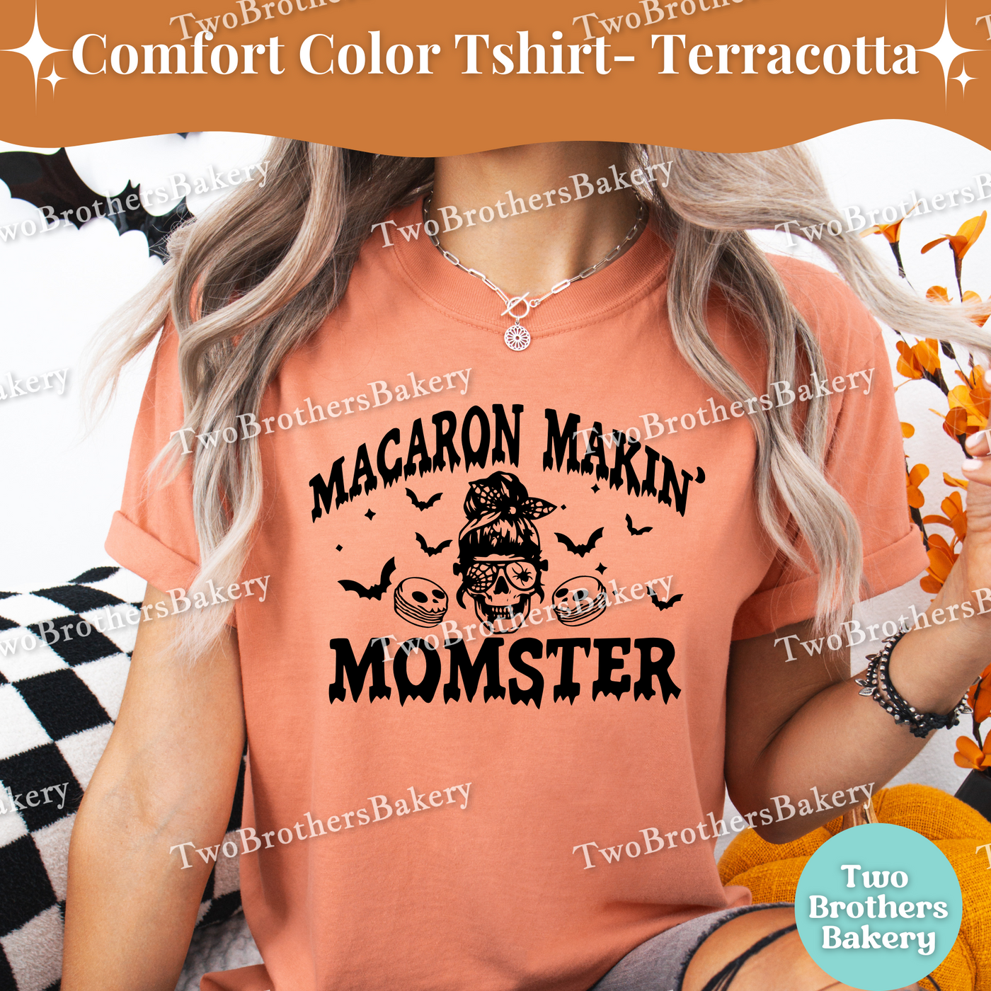 Momster Tshirt, Halloween Baking Tee, Spooky Baker, Halloween Mom Shirt, Mommy and Me Costume, Family Halloween Tees, Halloween Macarons