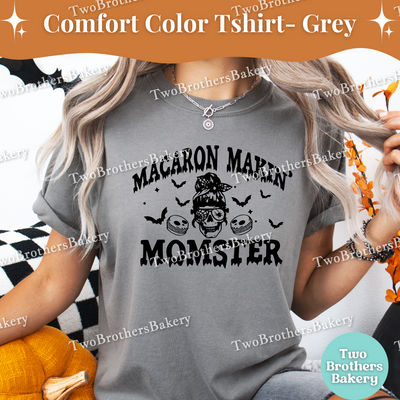 Momster Tshirt, Halloween Baking Tee, Spooky Baker, Halloween Mom Shirt, Mommy and Me Costume, Family Halloween Tees, Halloween Macarons