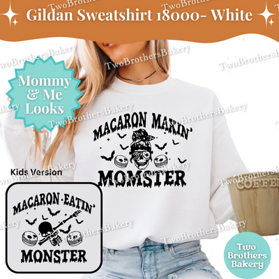 Macaron Makin Momster, Halloween Baking Sweatshirt, Mom & Me Macaron Lover Outfit, Spooky Baker, Halloween Macaron Baker, Skeleton Top