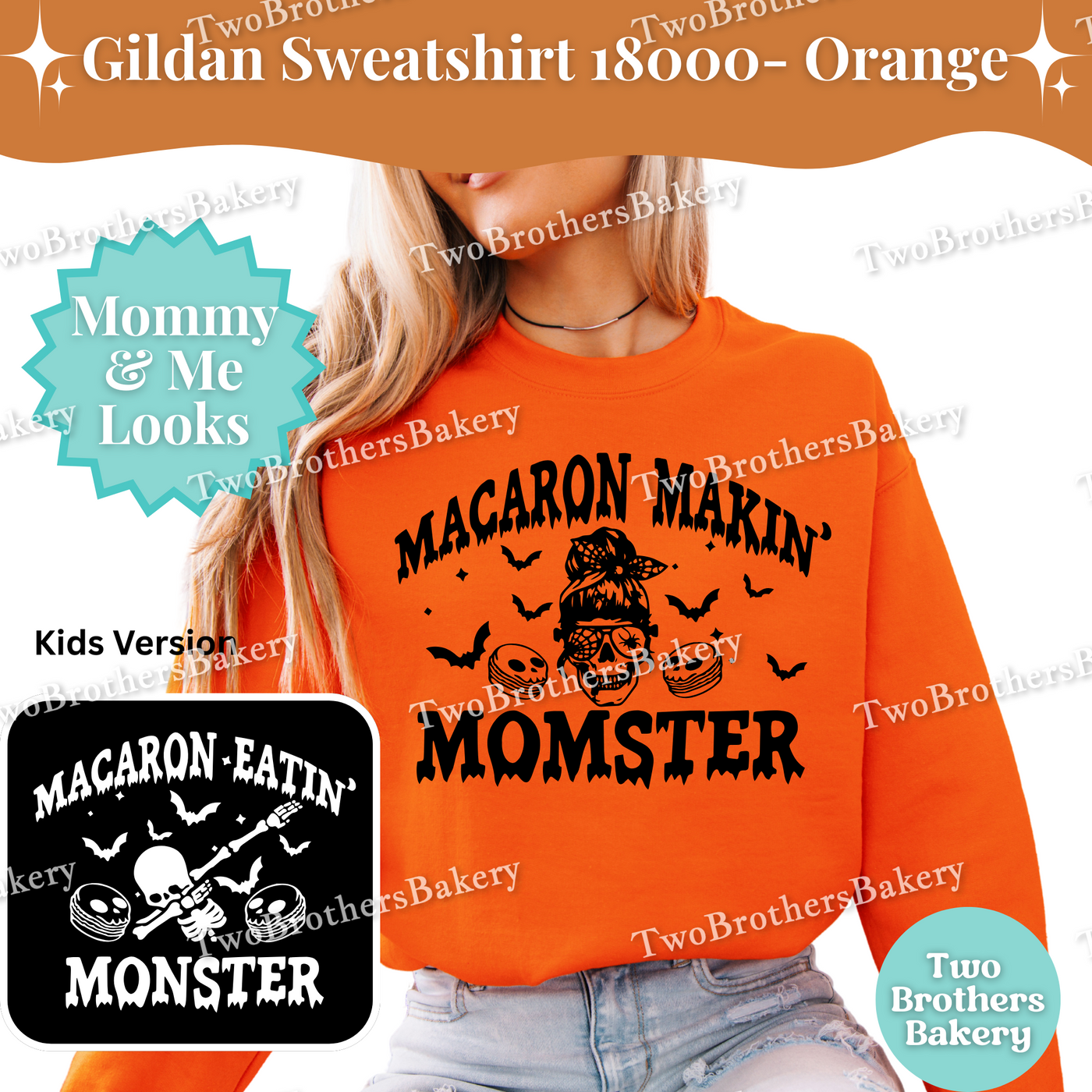 Macaron Makin Momster, Halloween Baking Sweatshirt, Mom & Me Macaron Lover Outfit, Spooky Baker, Halloween Macaron Baker, Skeleton Top