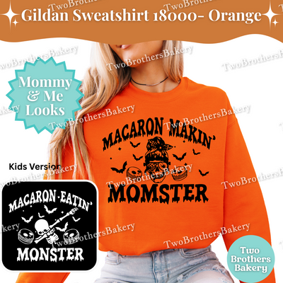 Macaron Makin Momster, Halloween Baking Sweatshirt, Mom & Me Macaron Lover Outfit, Spooky Baker, Halloween Macaron Baker, Skeleton Top