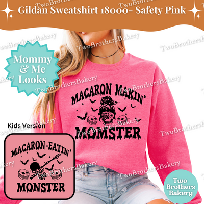 Macaron Makin Momster, Halloween Baking Sweatshirt, Mom & Me Macaron Lover Outfit, Spooky Baker, Halloween Macaron Baker, Skeleton Top