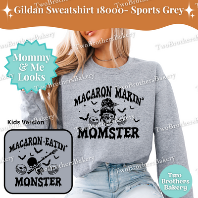 Macaron Makin Momster, Halloween Baking Sweatshirt, Mom & Me Macaron Lover Outfit, Spooky Baker, Halloween Macaron Baker, Skeleton Top