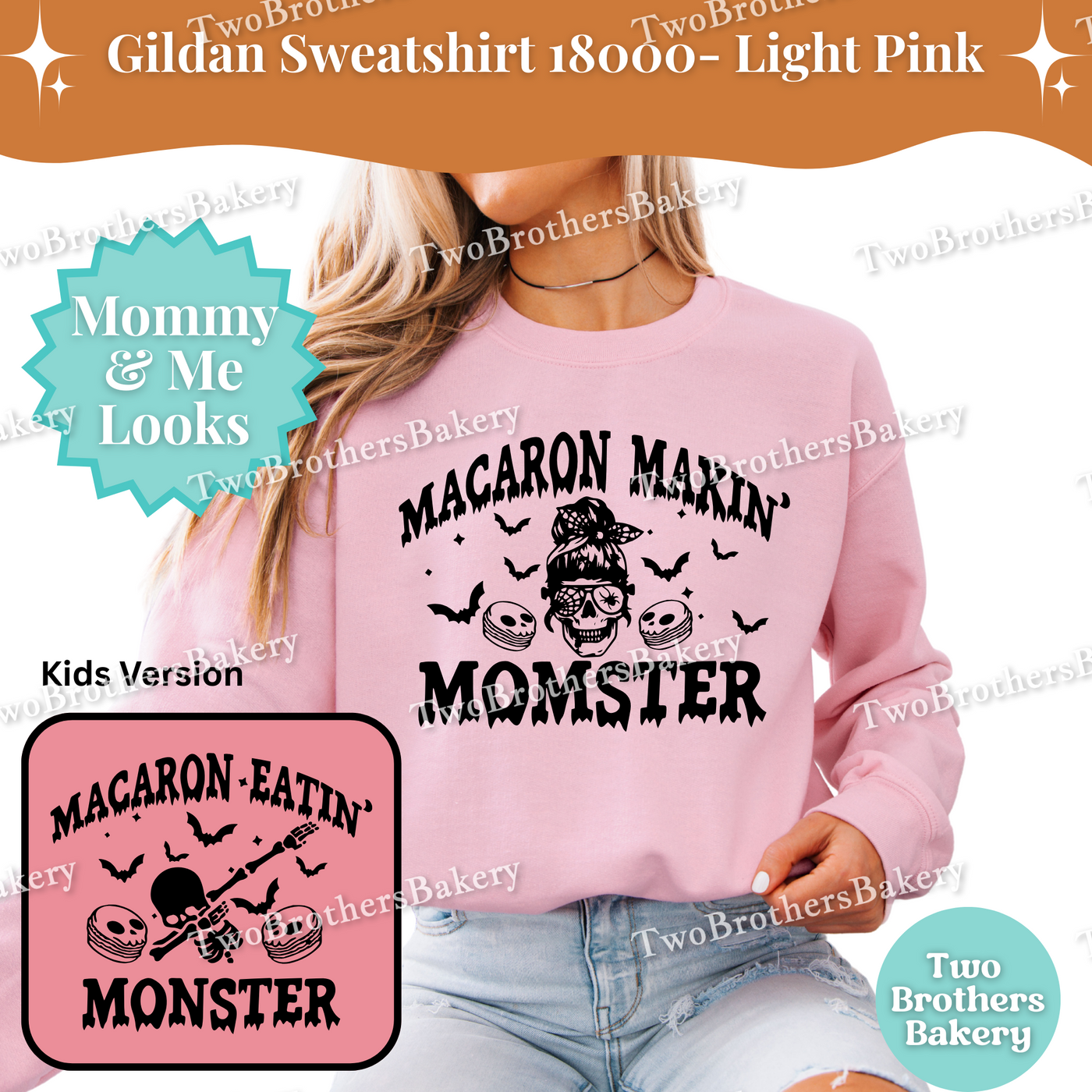 Macaron Makin Momster, Halloween Baking Sweatshirt, Mom & Me Macaron Lover Outfit, Spooky Baker, Halloween Macaron Baker, Skeleton Top