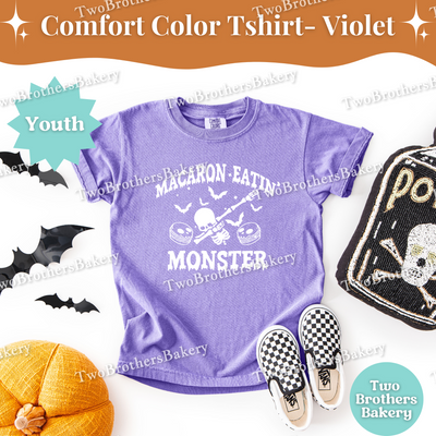 Macaron Eatin Monster, Youth Halloween Baking Shirt, Cute Spooky Kids Tee, Trick or Treat Baking Tee, Mommy and Me Halloween Tshirt