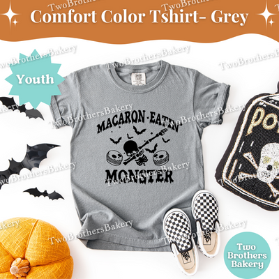 Macaron Eatin Monster, Youth Halloween Baking Shirt, Cute Spooky Kids Tee, Trick or Treat Baking Tee, Mommy and Me Halloween Tshirt
