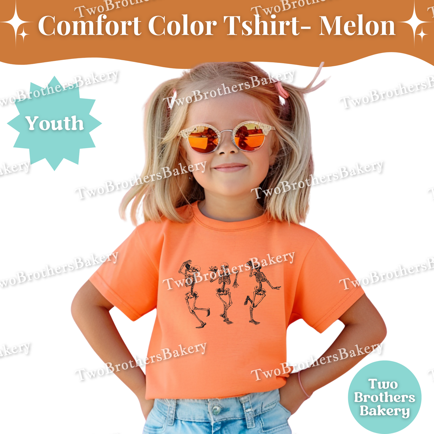 Youth Halloween Baking Shirt, Comfort Colors Skeleton Eating Cake Tee, Kids Fall Bakery Shirt, Mommy & Me Matching Baking Outfit, Kid Baker